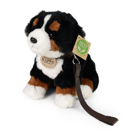 Rappa Plush Bernese Mountain Dog sitting with leash and sound 20 cm ECO-FRIENDLY