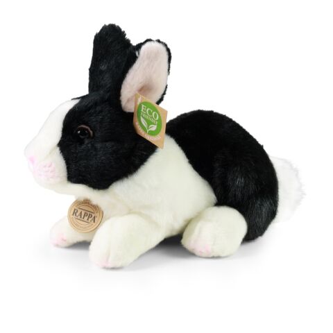 Rappa Plush rabbit white and black lying 23 cm ECO-FRIENDLY