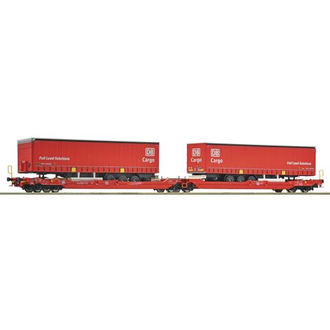 Roco Double Pocket Articulated Wagon T3000e with Two DB Cargo Semi-Trailers - 6600168