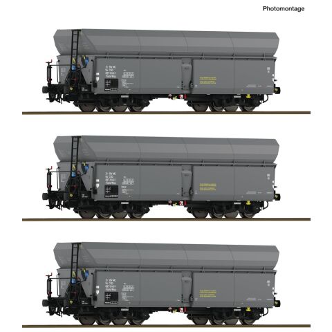 Roco Set of 3 Self-Discharging Freight Wagons Fads/Wap CSD - 6600325