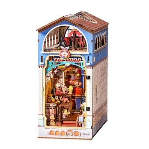 RoboTime 3D Wooden Puzzle Book Nook Miniature House Treasure Toy Shop