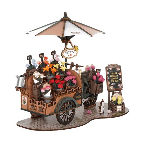 RoboTime 3D wooden puzzle Flower cart
