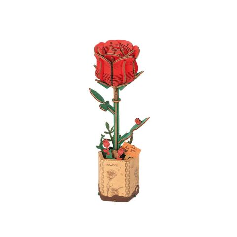 RoboTime Red Rose 3D Wooden Jigsaw Puzzle