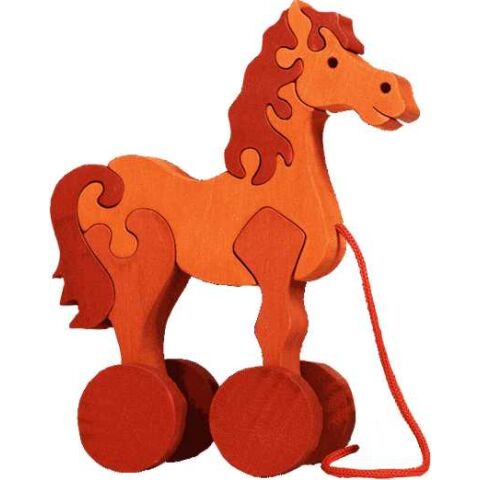Fauna Wooden pull toys from solid wood horse
