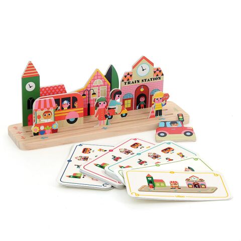 Vilac Wooden puzzle game Build it right! City