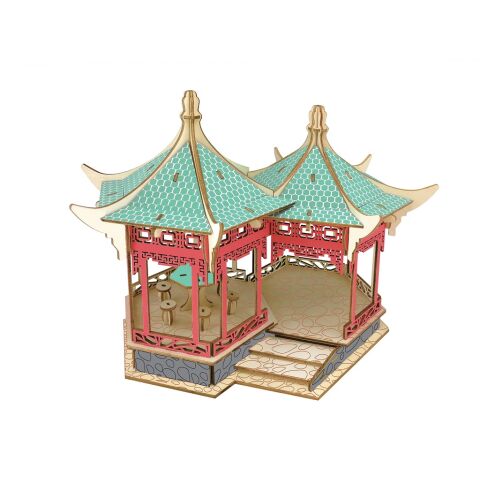 Woodcraft Wooden 3D puzzle of the famous building Yueyang Tower in color
