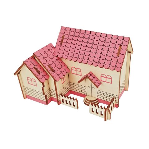 Woodcraft Wooden 3D Puzzle Purple House