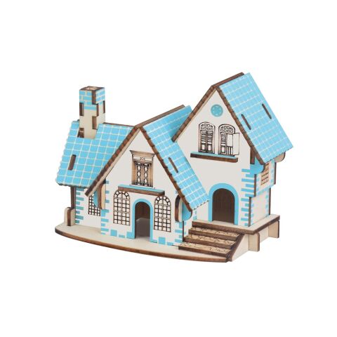 Woodcraft Wooden 3D Puzzle Blue House