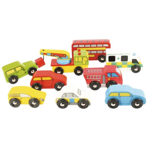 Bigjigs Rail Wooden car track set of cars