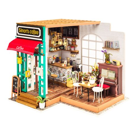 RoboTime 3D wooden jigsaw puzzle Miniature house Cafe