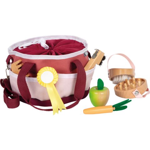 small foot Horse Care Set with Bag Red