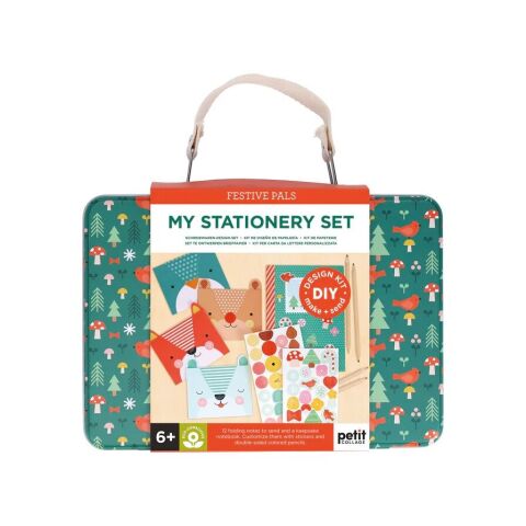 Petit Collage Creative briefcase green Letter set with animals