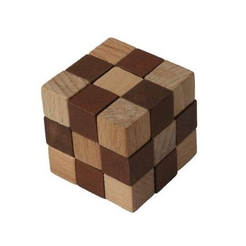 Wooden puzzle cube brown