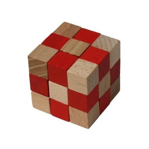 Wooden puzzle cube red