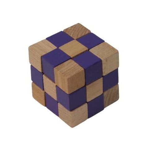 Wooden puzzle cube purple