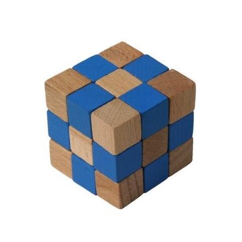 Wooden puzzle cube blue