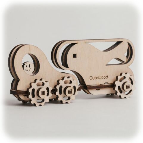 CuteWood Wooden 3D Puzzle Fish Wagon