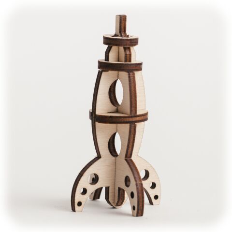 CuteWood Wooden 3D Puzzle Rocket